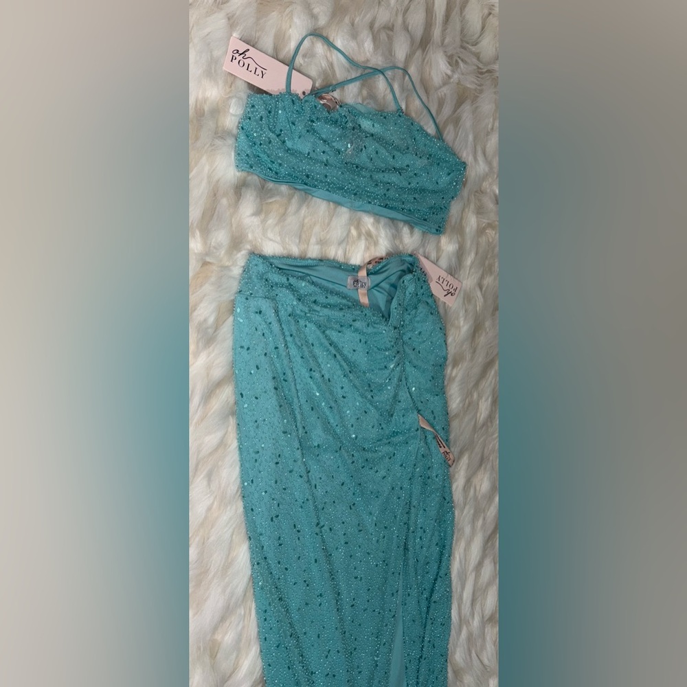 Glittery Teal Skirt by Oh Polly
